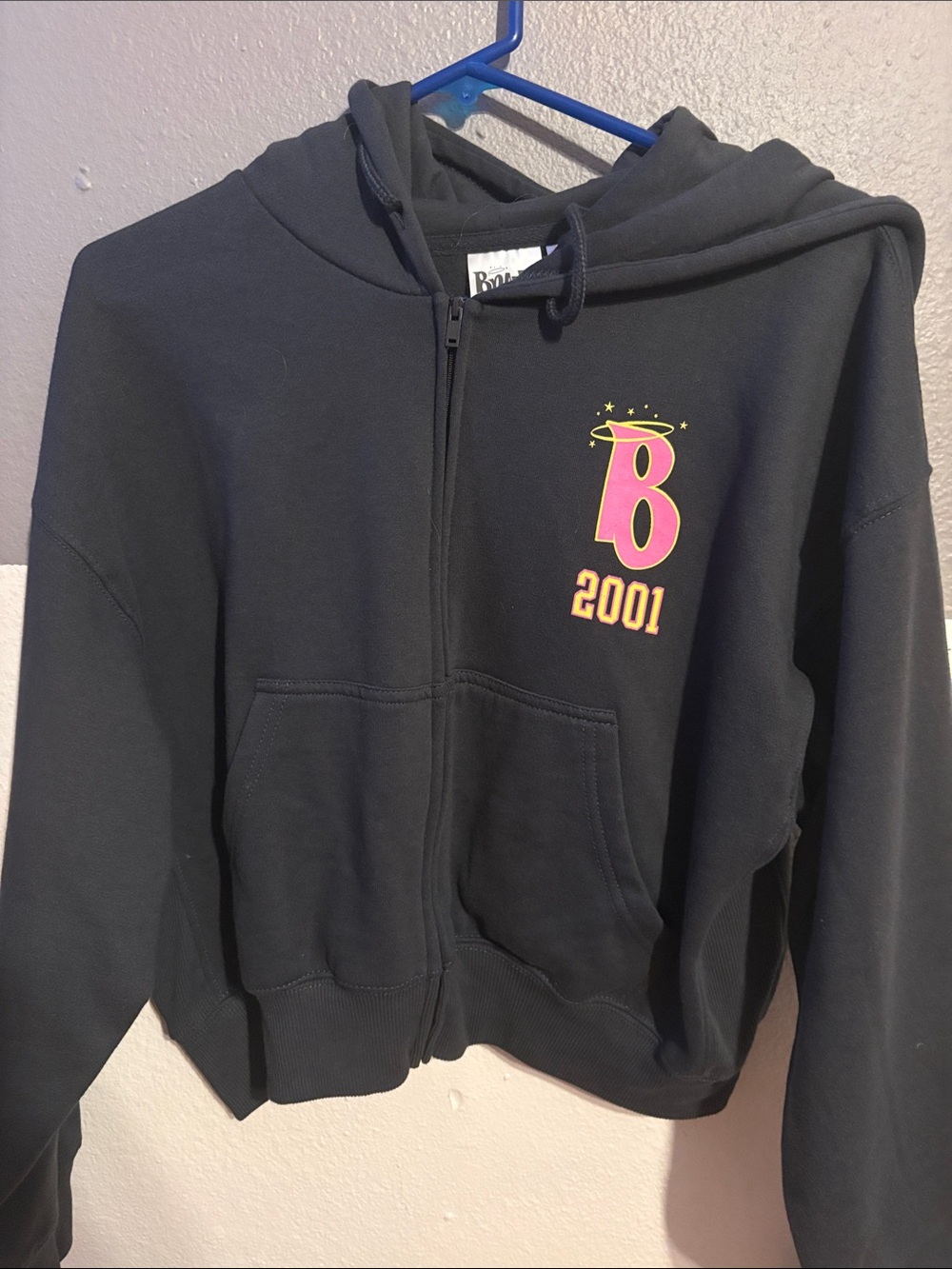 Black Bratz Zip-Up Hoodie with Pink 'B' Graphic